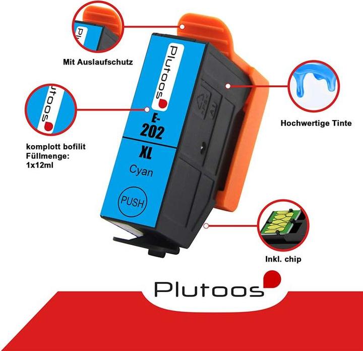 Produktbild Plutoos Epson 202XL Patrone XXL kompatibel, Cyan C13T02H24010 (C)