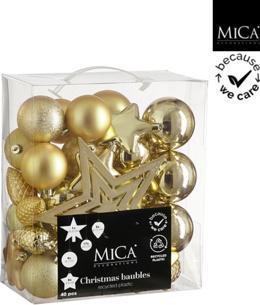 edelman Baumschmuck, Unzerbrechlich, Gold, 40 Stück – D8Cm (40x)