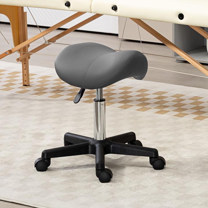 Produktbild Homcom Rollhocker Kunstleder, Stahl Grau