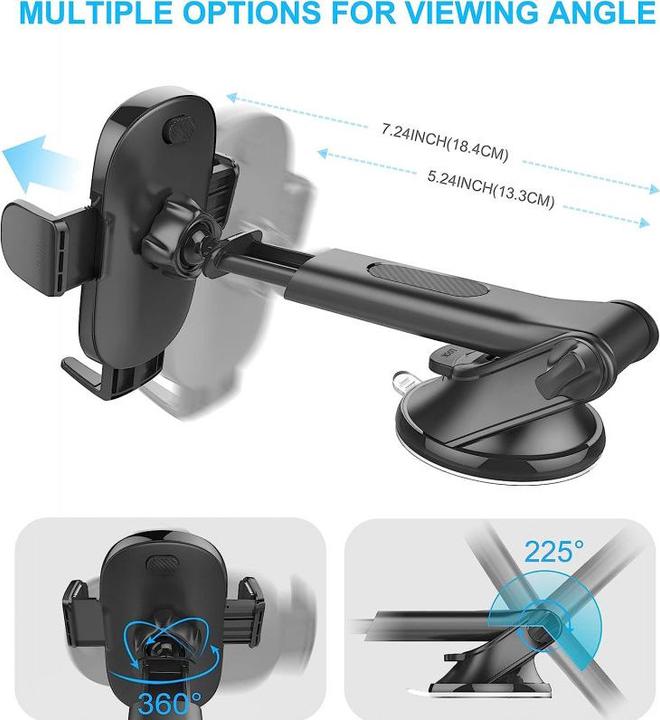 Image du produit Jaym Support voiture pour smartphone avec bras télescopique et fixation par ventouse