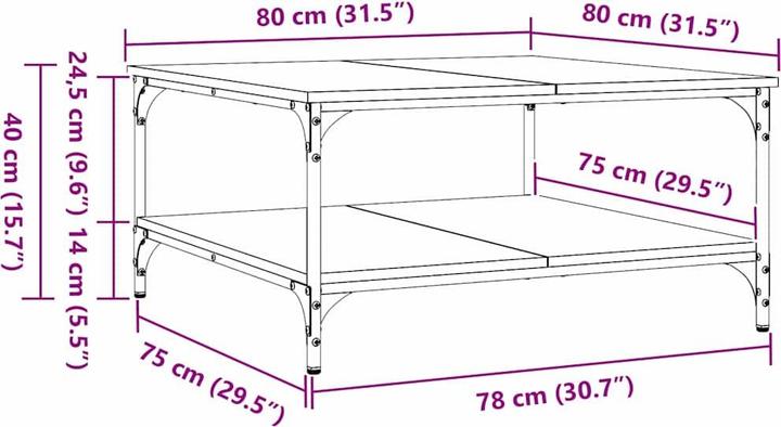Immagine prodotto vidaXL Wohnzimmertisch (80 x 80 x 40 cm)