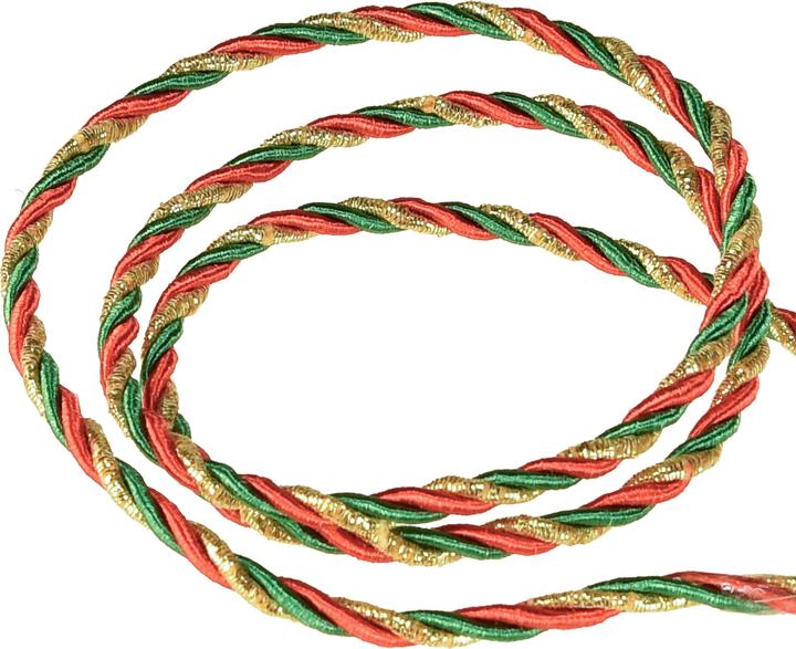 Produktbild Viana Kordel dreifarbig Rot Grün Gold ideal für Dekoration und Geschenkverpackung (1x)