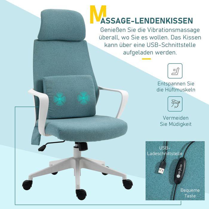 Image du produit Swisshandel24 chaise de bureau ergonomique avec fonction massage chaise de jeu en nylon bleu