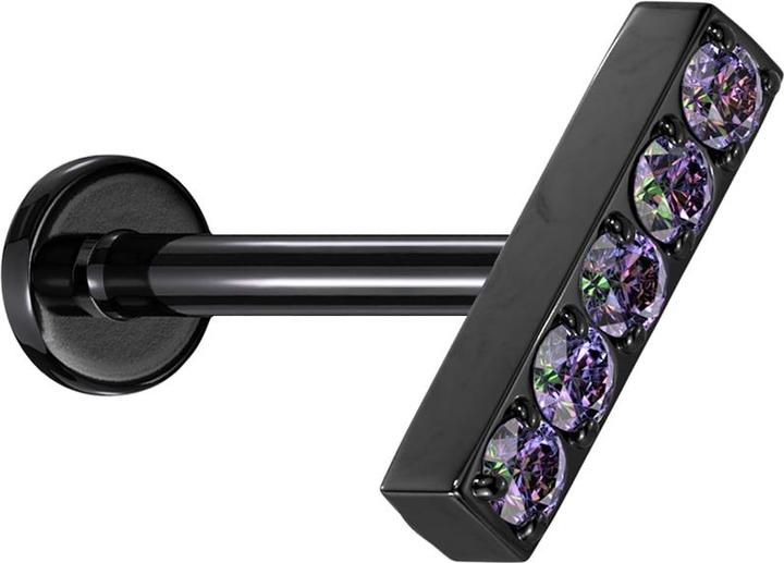 Immagine prodotto Star Piercing Labret Micro Threadless Black Bars Crystals Dark Multicolore (senza ottone, Titanio)