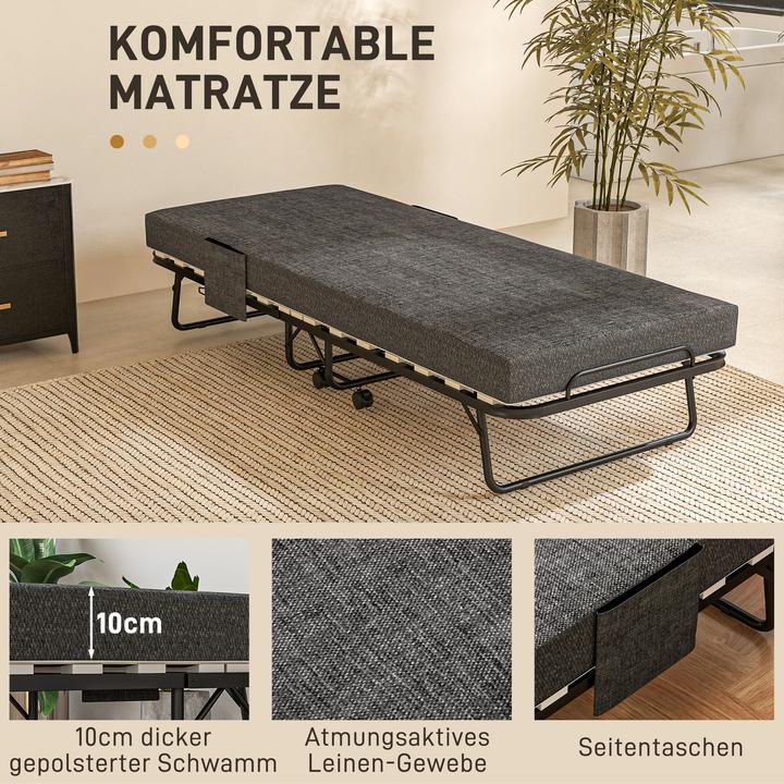Actual product image Homcom Klappbett Polyester, Stahl Dunkelgrau (190 x 80 cm)