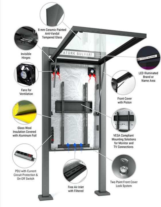 Image du produit DSS Stèle d'extérieur Portrait, écran 55", noir