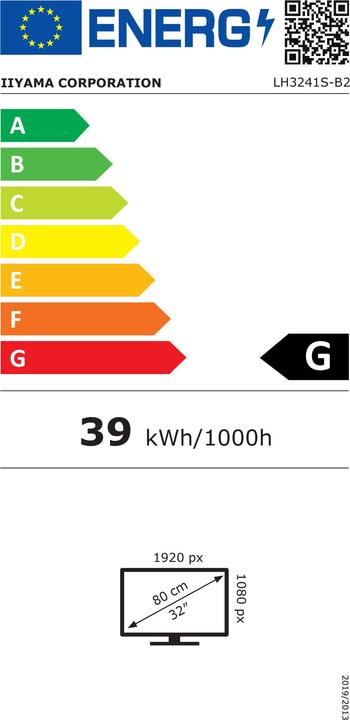 Energie-Label iiyama 32" 1920x1080, IPS panel, 1% Haze, Lands (1920 x 1080 Pixel, 32")