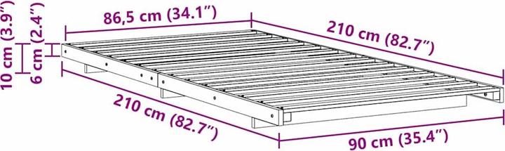 Actual product image vidaXL Bettgestell (90 x 210 cm)