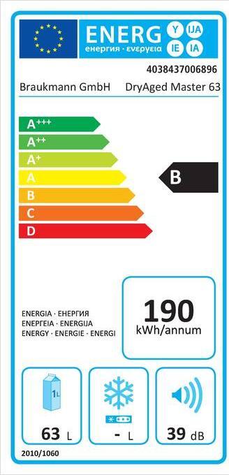 Energy Label Caso DryAged Master 63 (75 l)