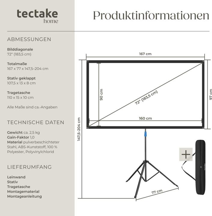 Immagine prodotto tectake Cinema (72", 16:9)
