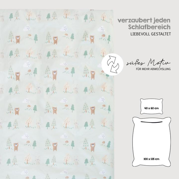 Produktbild Roba Bettwäsche 2-teilig Woodland Buddies (100 x 135 cm, 40 x 60 cm)