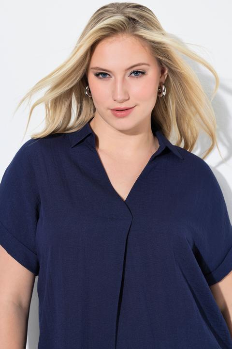 Actual product image Ulla Popken Button Accent Back Short Sleeve Blouse (54, 56)