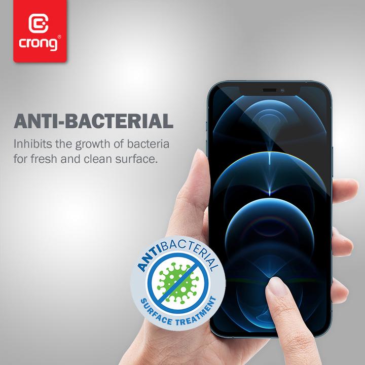 Actual product image Crong Antibacterial 3D Armor Glass 9H Tempered Glass Full Screen iPhone 12 Pro Max + Mounting Frame (1 pcs., Apple iPhone 12 Pro Max)