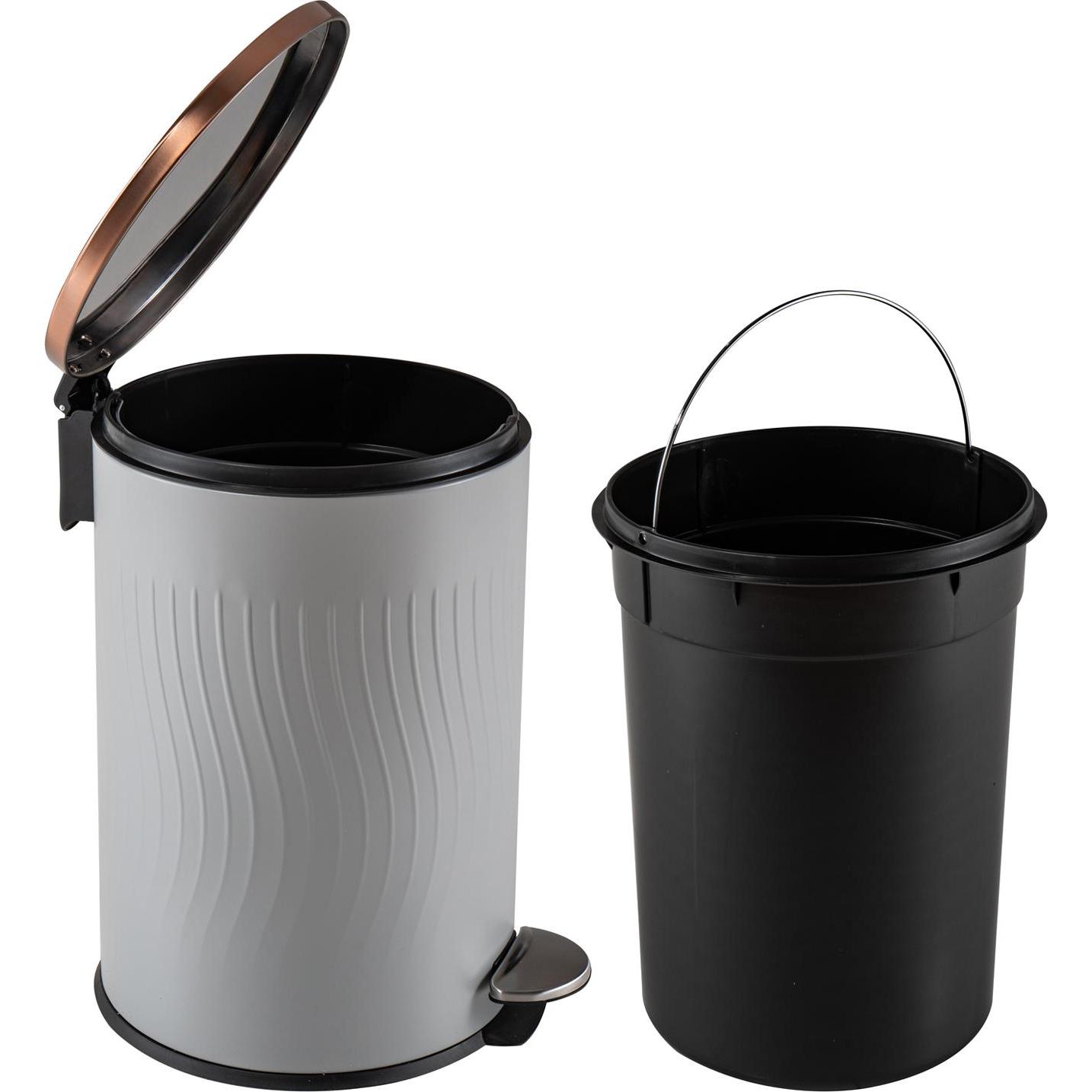 Thumbnail - HTI-Living Treteimer Jannik 12 Liter Grau Kupfer, Abfalleimer, Grau, Kupfer