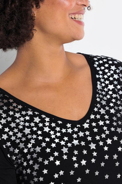 Produktbild Angel of Style T-Shirt, A-Linie, silberner Sternendruck, Langarm (46)