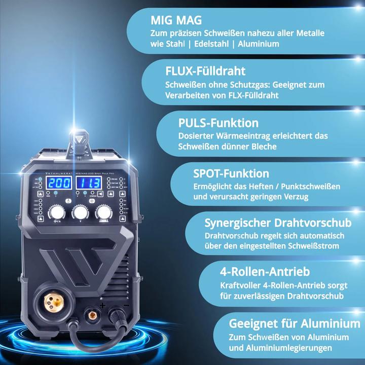 Image du produit Stahlwerk Poste à souder MIG MAG 200 Spot Puls Pro Appareil combiné avec fonction spot