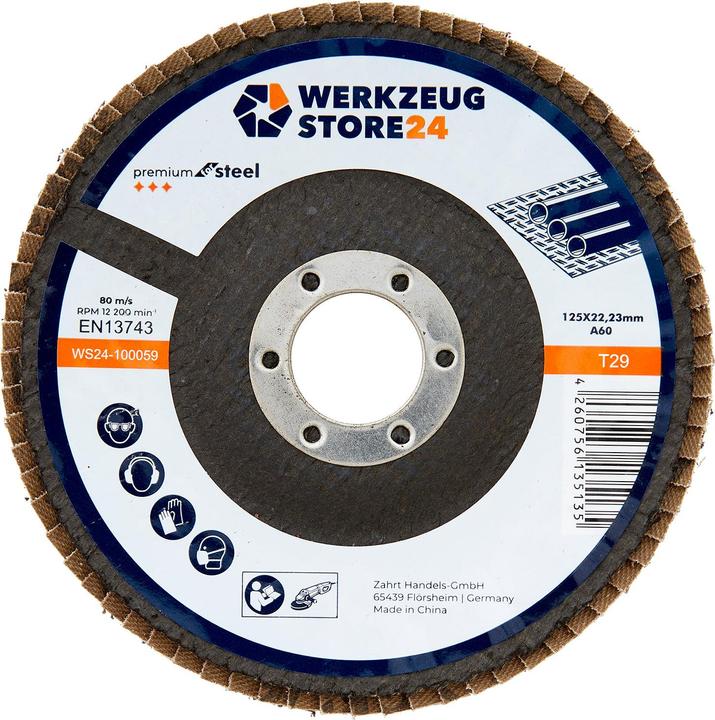 Actual product image Werkzeugstore24 10x flap disc 125 mm curved aluminium oxide K 60 (60)