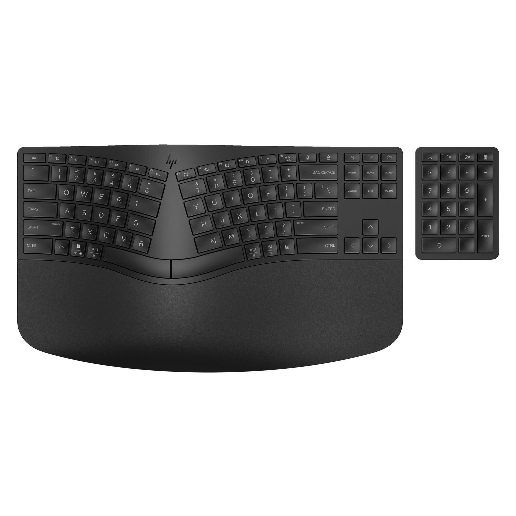 HP 960 BLK Ergonomic Wireless Keyboard GR (P) (DE, Kabellos), Tastatur, Schwarz