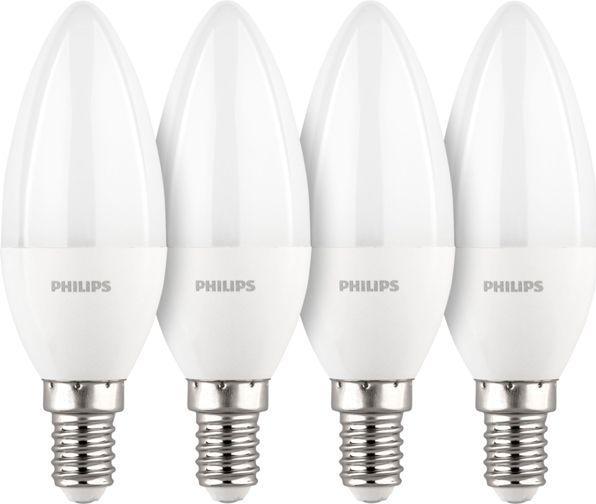 Image du produit Philips Ampoule LED E14 Lot de 4 en forme de bougie 40W 4000K (E14, 4.90 W, 470 lm, 4 x, F)