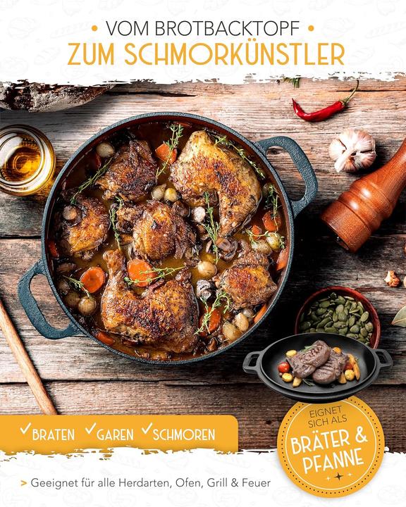 Produktbild Krustenzauber Gusseisen-Brotbacktopf mit Deckel (26 cm)