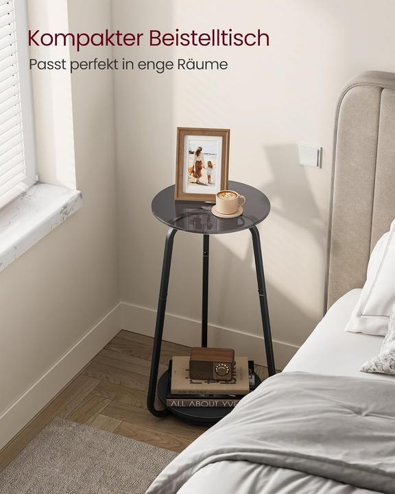Produktbild Songmics Beistelltisch rund modern schiefergrau