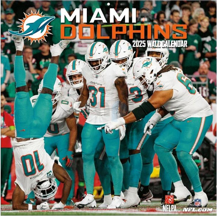Actual product image NFL - Miami Dolphins - 30.5 x 30.5 cm team wall calendar 2025 (30.5 x 30.5 cm, French, Italian, Spanish, German, English)