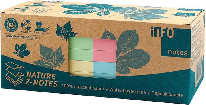 Image du produit Papillons adhésifs recyclés Standard 5644-88BOX couleurs assorties 12 blocs (75 x 75 mm)