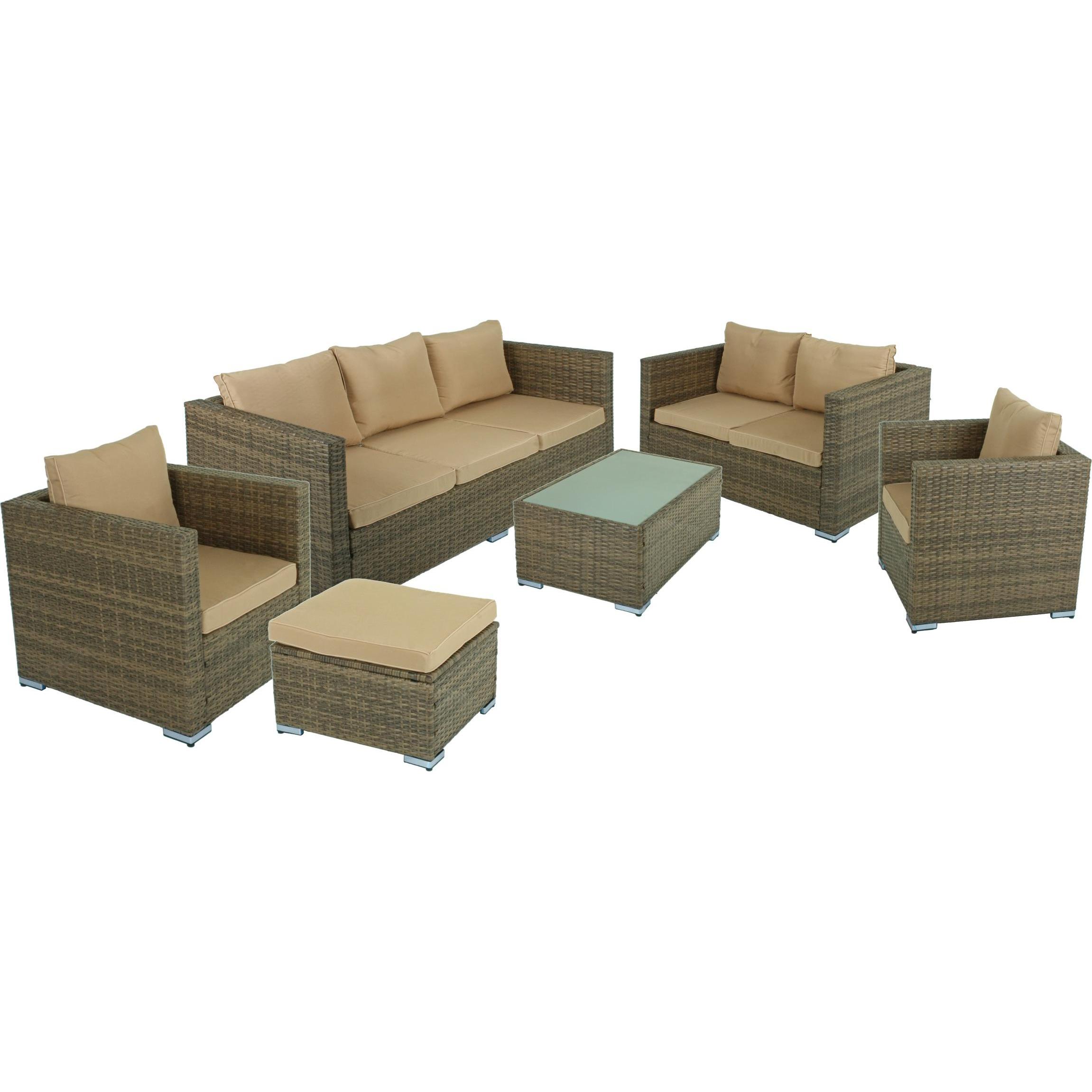 Garden Pleasure, Gartenlounge, Sitzgruppe Murcia, schwarz Kunststoff, Metall, 6-teilig