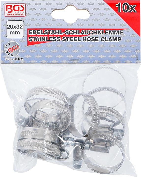 Actual product image BGS Hose Clamps Stainless 20 x 32 mm 10 pcs. (Hose clamp, 32 mm)