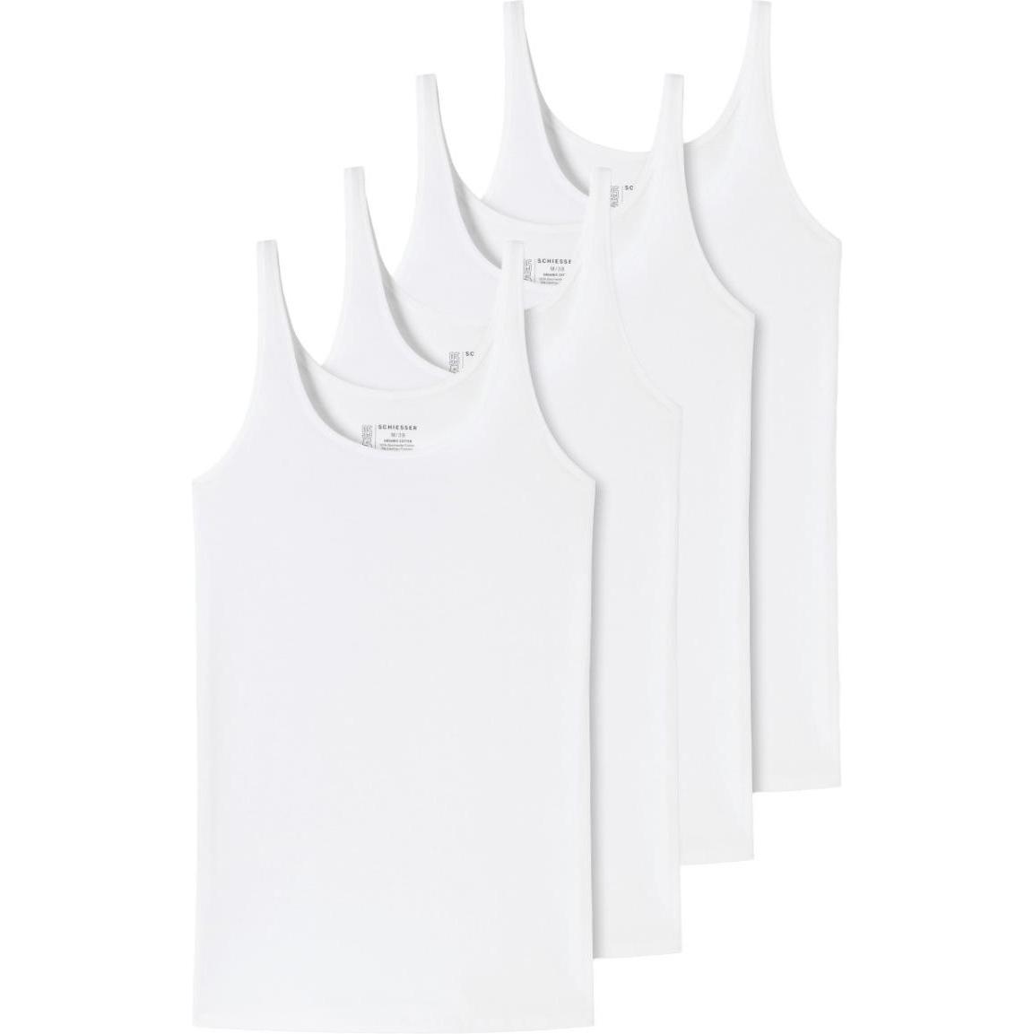 Schiesser, Damen, Shirt, 4er Pack 95/5 Organic Träger-Top, Weiss, (36)