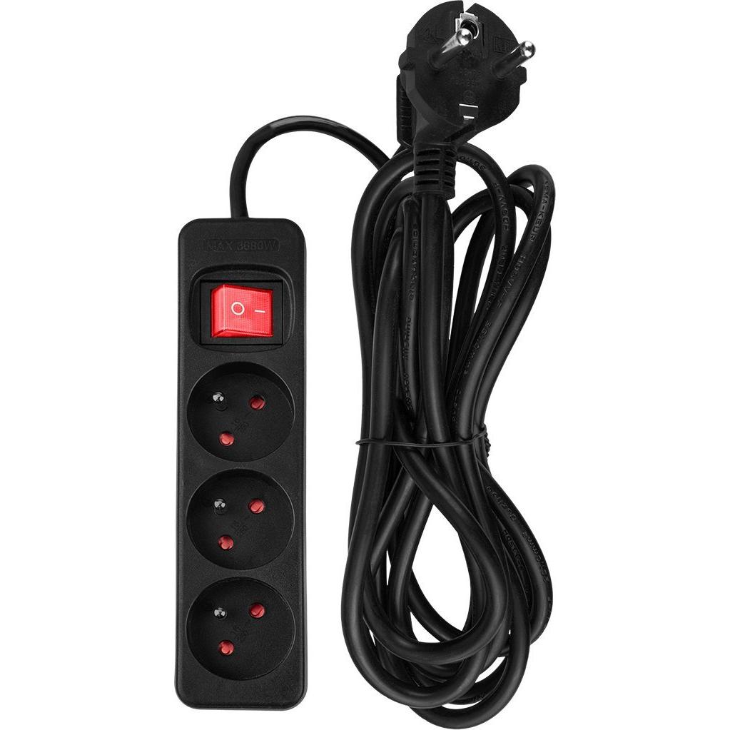 Neo, Prolunga, Verlängerungskabel 3m, 3x1.5mm2, 3G, schwarz, ON/OFF (3 m)