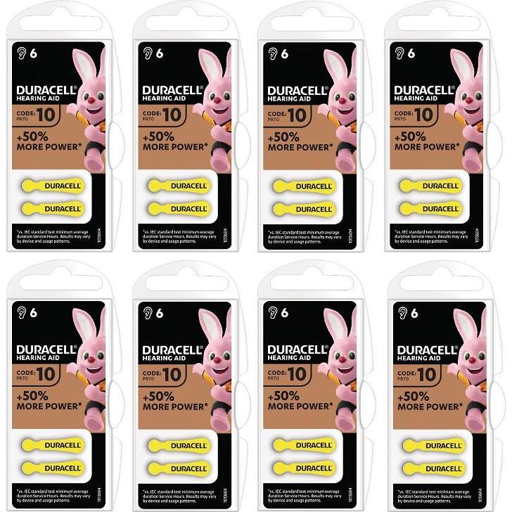 Duracell Batteria per apparecchi acustici confezione da 8 x 6 (48 pz., Specifico del dispositivo, 55 mAh), Batterie + pile