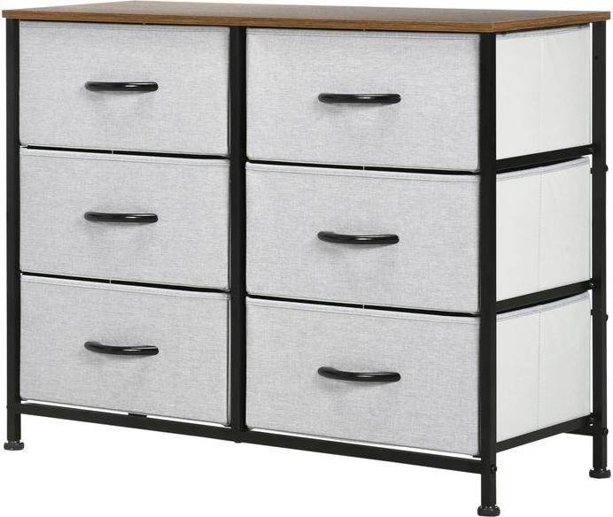 Produktbild Swisshandel24 Kommode Sideboard mit 6 klappbaren Stoffschubladen, Schubladenschrank mit Arbeitsplatte, Griff, Mehr