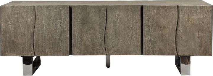 FineBuy TV Schrank Lowboard 160 cm Smoked Grey Holz Massiv Fernsehkommode Grau