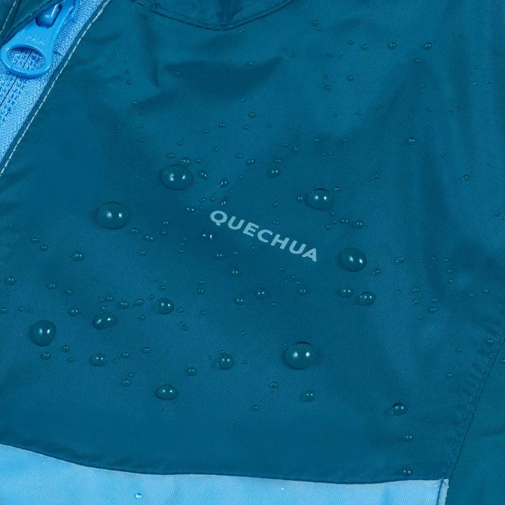 Produktbild Quechua Kids’ waterproof hiking jacket with zip, 2-6 years, MH100 - Blue (104, 110, 116, 92, 98)