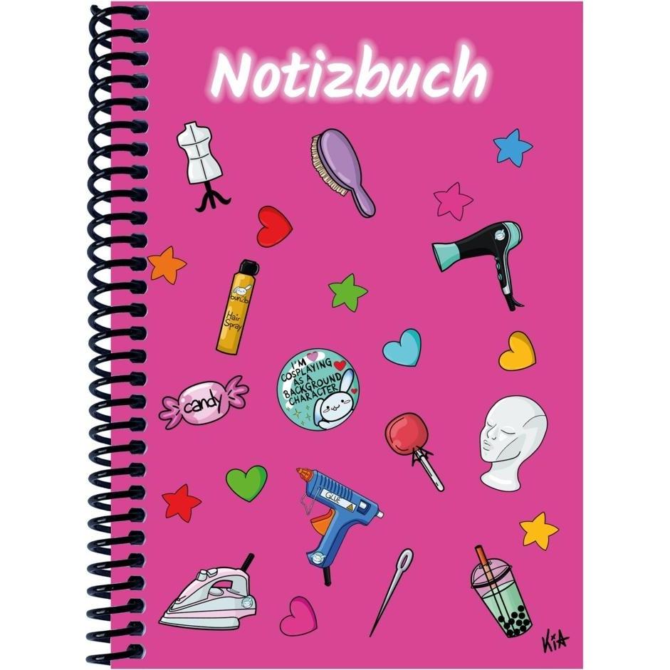 E & Z, Heft + Block, A 4 Notizbuch Manga Items, pink, karier (A4, Kariert)