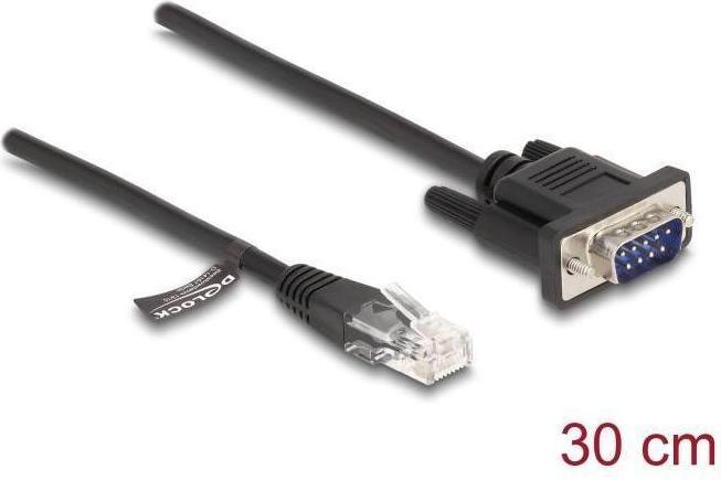 Image du produit Delock Câble RJ45 mâle vers série RS-232 D-Sub 9 mâle 30 cm noir (0.30 m)