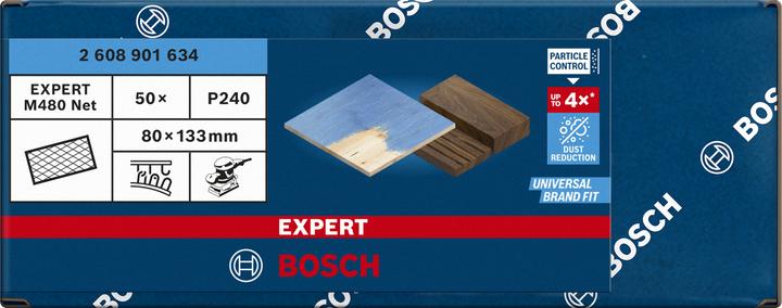 Produktbild Bosch Professional Zubehör EXPERT M480 Schleifnetz, 80 x 133 mm, G 240, 50 Stück (240)