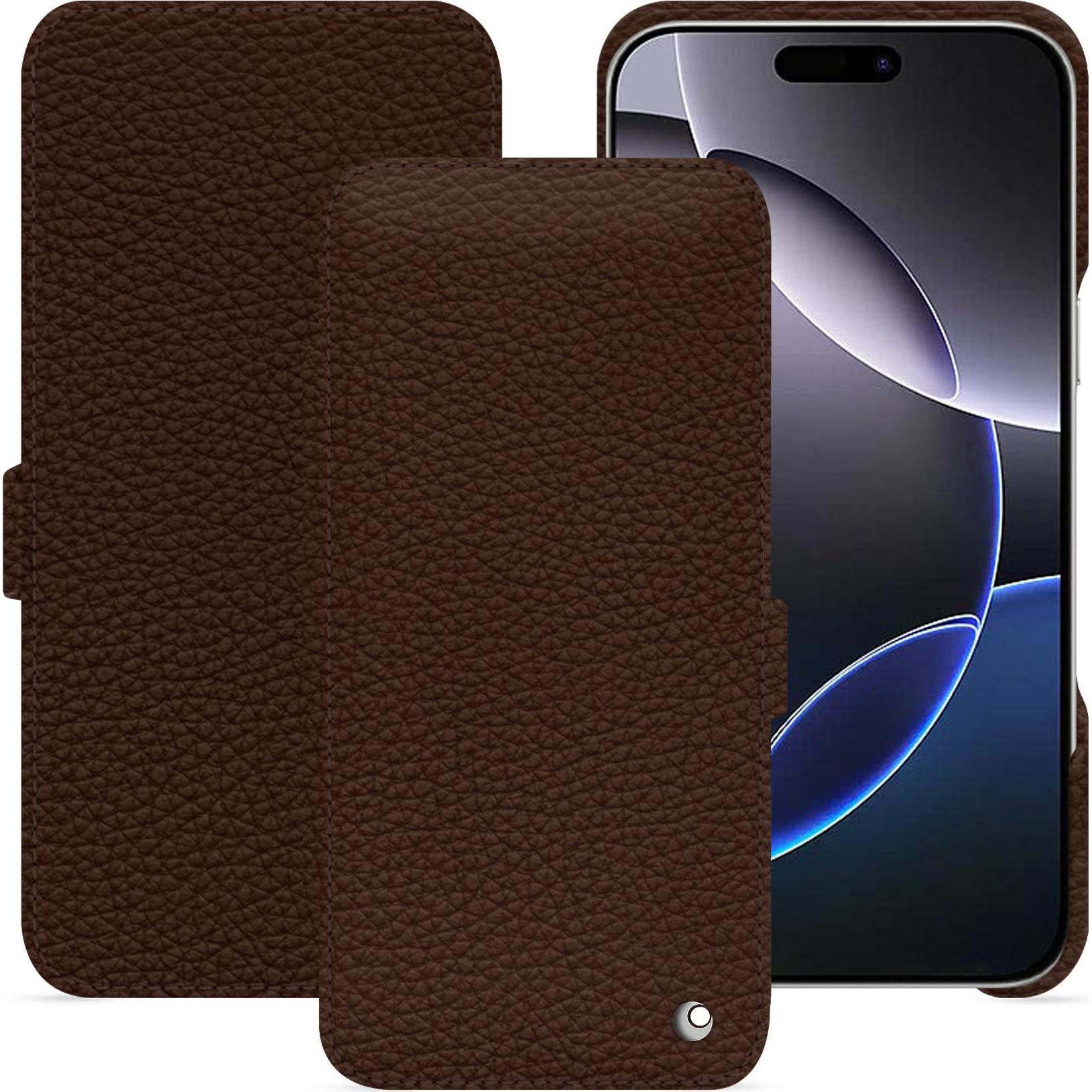 Noreve Lederschutzhülle horizontal (Apple iPhone 16 Pro Max), Smartphone Hülle, Braun