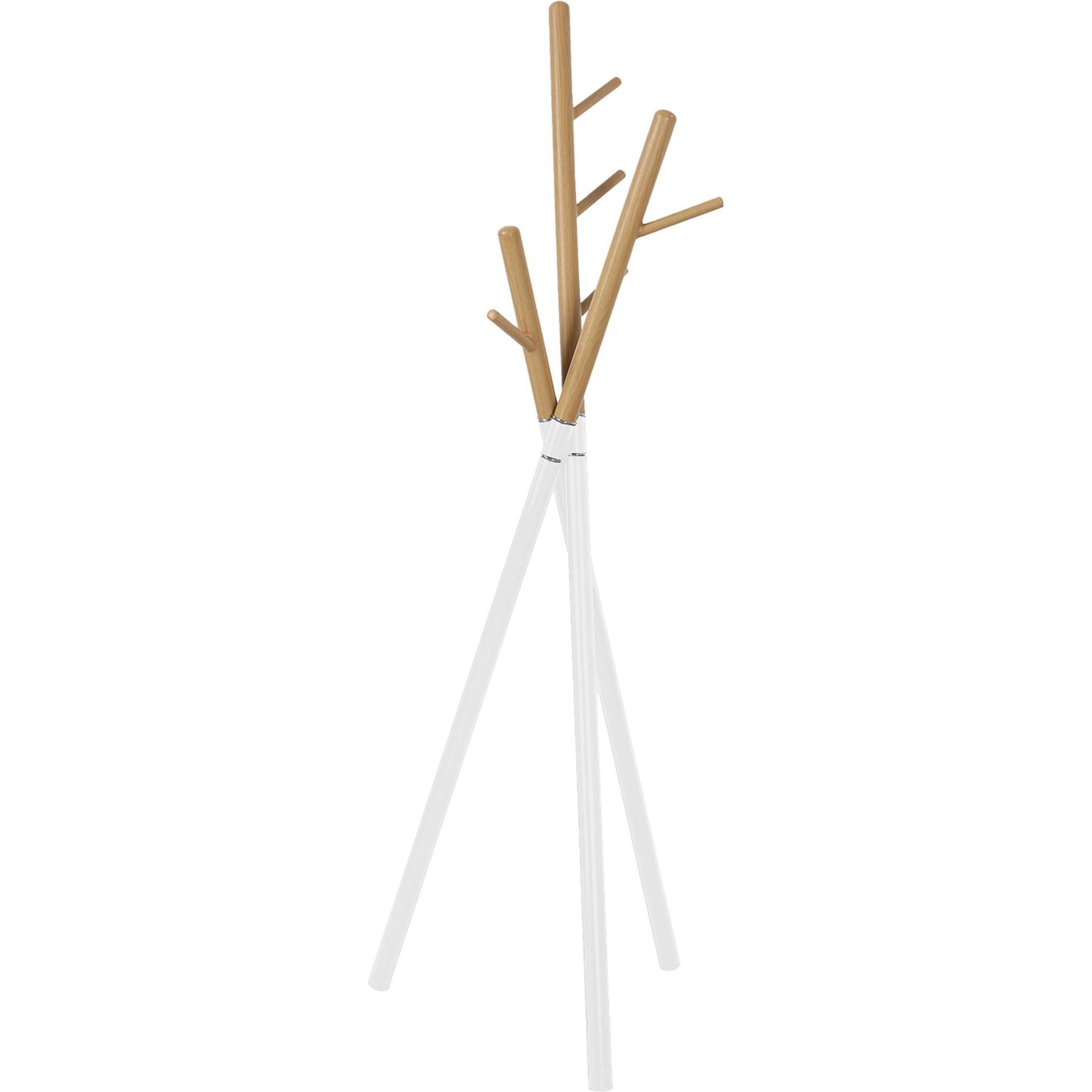 En.Casa, Kleiderständer + Kleiderstange, Garderobenständer Laerdal 172x49x49 cm Stahl Weiss/Holzoptik