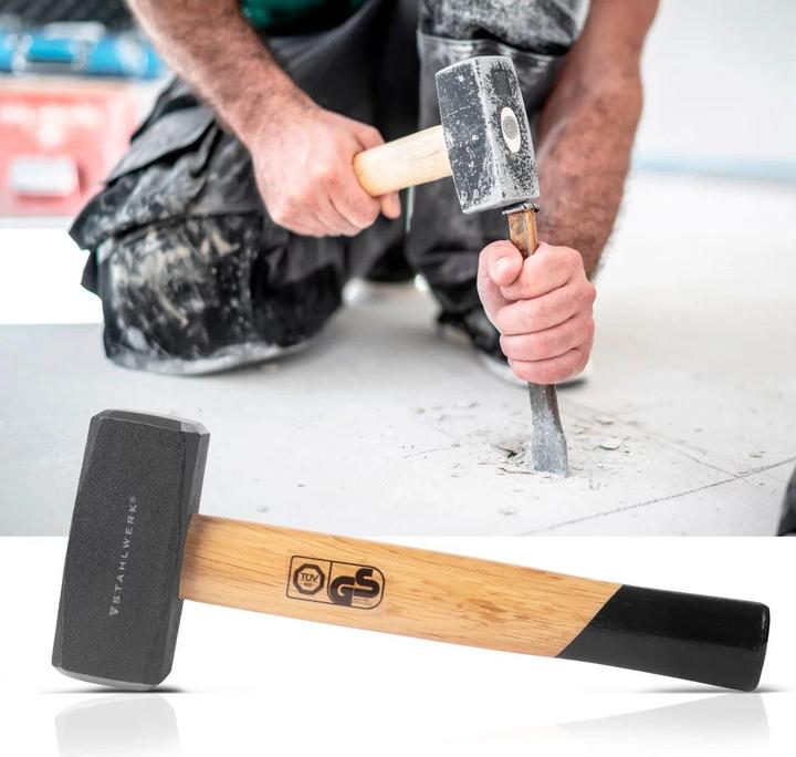 Actual product image Stahlwerk Mallet set of 2 1500g Carbon steel plate hammer Wooden handle (1650 g)