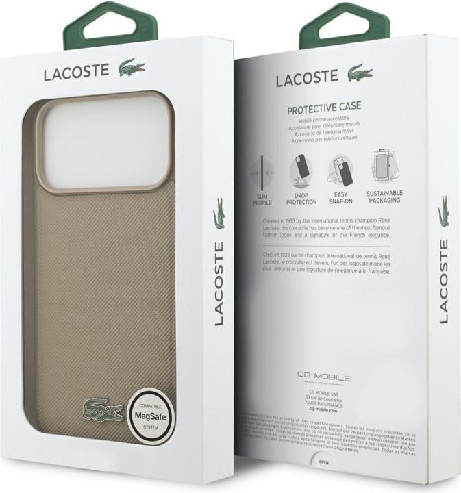 Produktbild Lacoste Petit Pique Lacquer Logo MagSafe case for iPhone 17 Pro Max taupe (Apple iPhone 17 Pro Max)