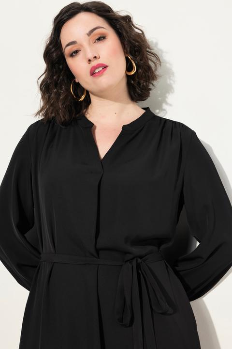 Immagine prodotto Ulla Popken Abito midi con scollo a V, cintura, maniche lunghe e tasche (46)