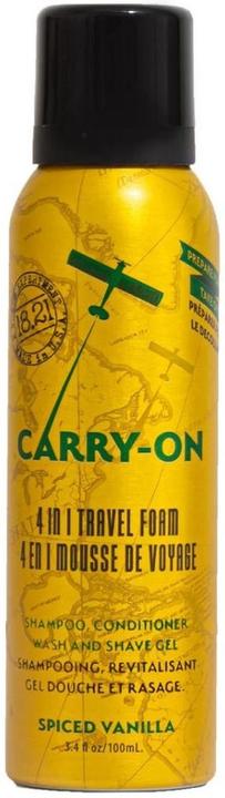 18.21 Man Made Carry On 4-in-1 Travel Foam Shampoo Conditioner Wash & Shave 3.4 fl. oz Spiced Vanilla
