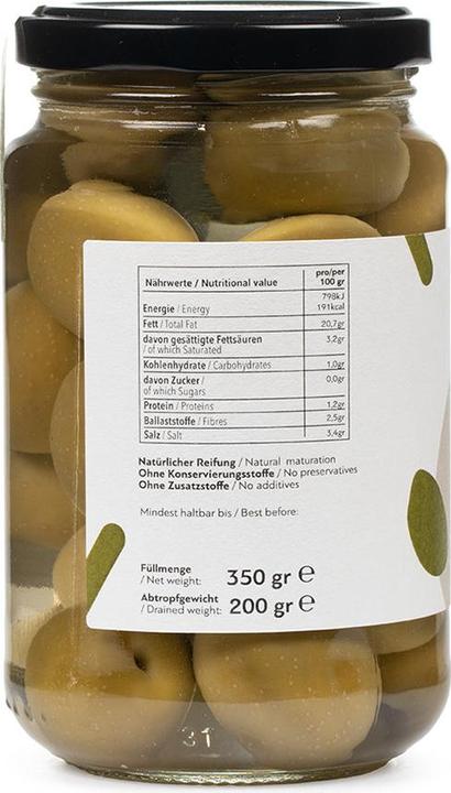 Immagine prodotto Delinio Bio Grüne Oliven, 370 gr Glas (350 g)