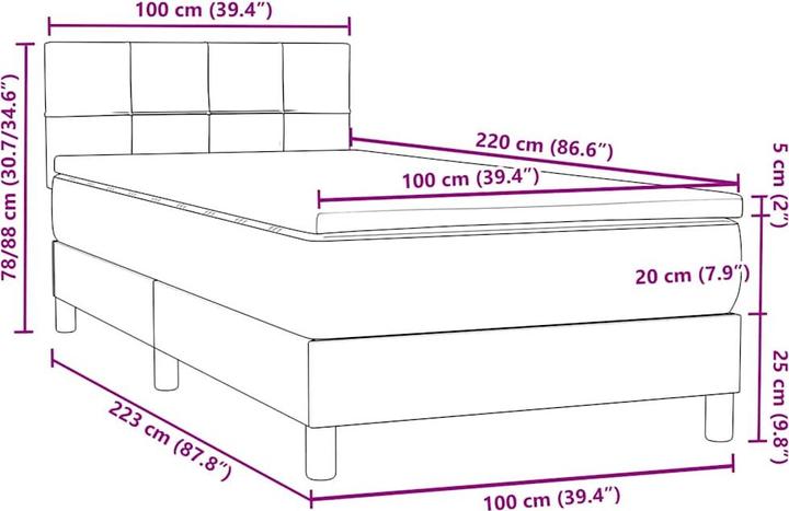 Produktbild vidaXL Boxspringbett (100 x 220 cm)