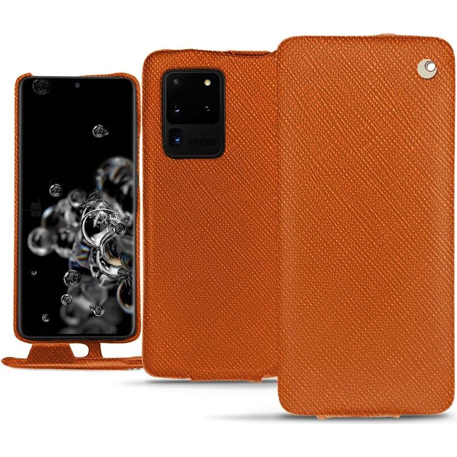 Noreve Lederschutzhülle vertikal (Samsung Galaxy S20 Ultra 5G), Smartphone Hülle, Orange