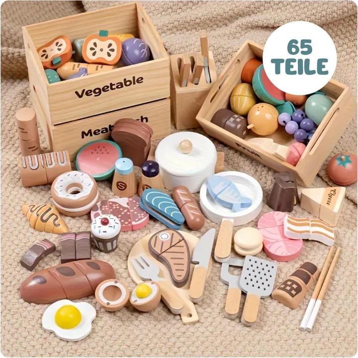 Image du produit Hermex Holz-Kaufladen mit Zubehör Kinder Marktstand Kaufmannsladen