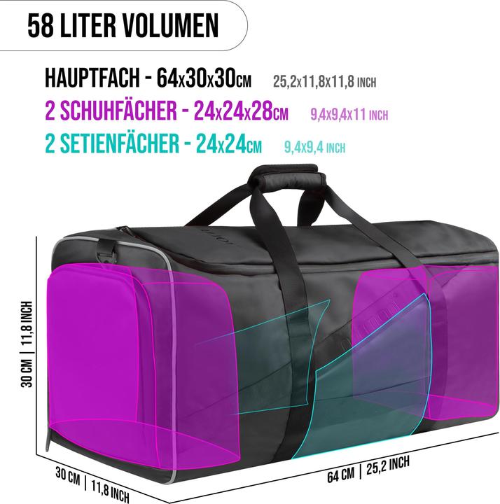 Image du produit Normani Sac de sport avec fonction sac à dos 58 l avec ceinture - 9277 (58 l)