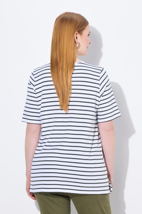 Produktbild Ulla Popken Ringelshirt, A-Linie, Rundhals, Halbarm, Pima Cotton (50, 52)